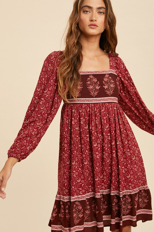 Boho Border Print Dress