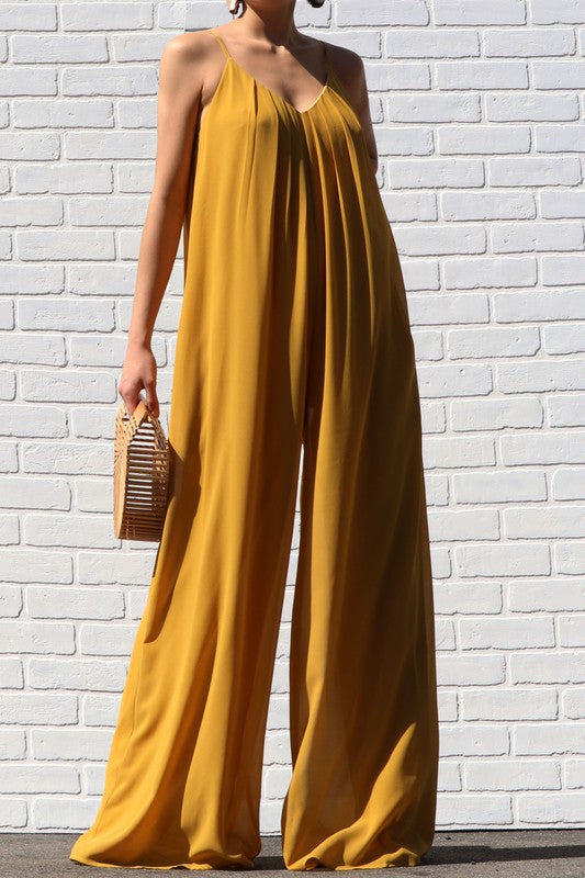 V Neck Woven Jumpsuit