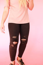 Load image into Gallery viewer, Distressed Black Leggings
