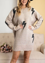 Load image into Gallery viewer, Oatmeal Lightning Sweater Dress
